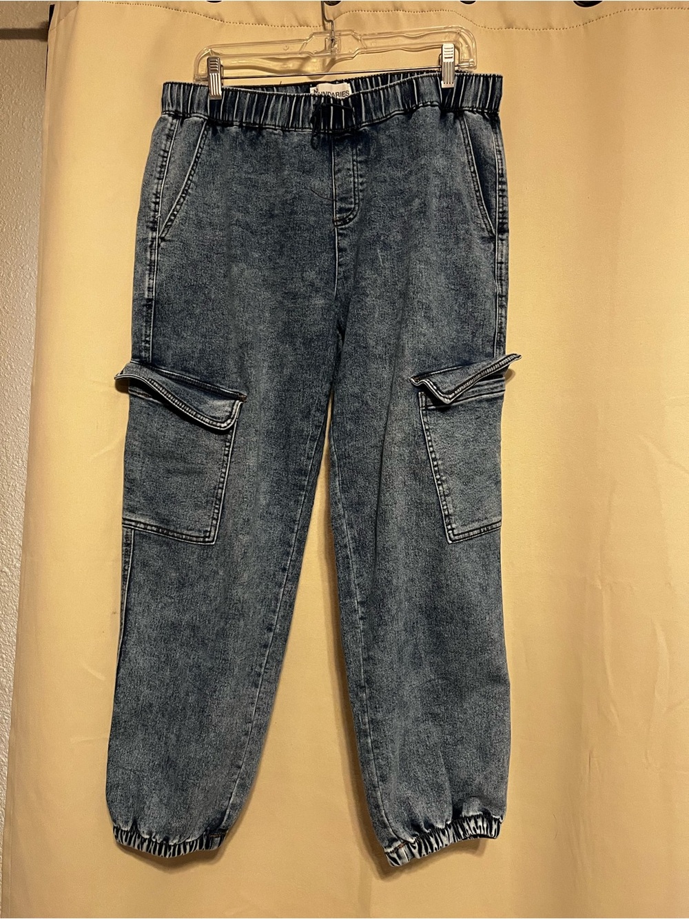 No Boundaries Washed Blue Cargo Jeggings with Elastic ankle